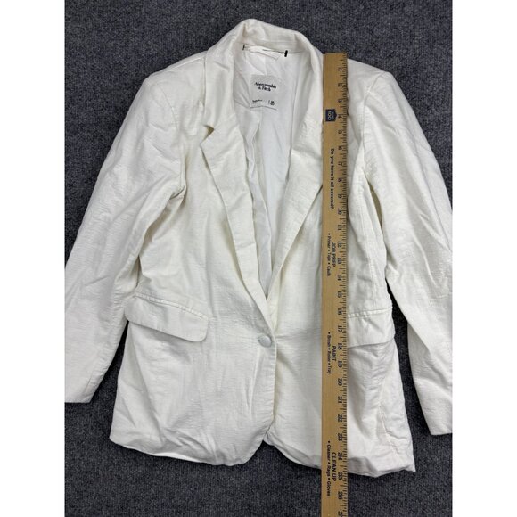 Abercrombie & Fitch Blazer Womens Small White Single Button Lined Notch Lapel - Picture 3 of 7